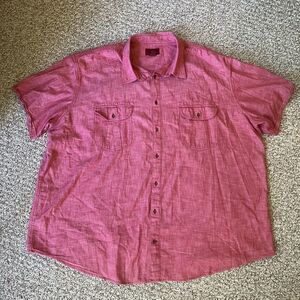 Foundry Supply Co Mens 100% Cotton Button Up Shirt Size 4XLT Short Sleeve Red